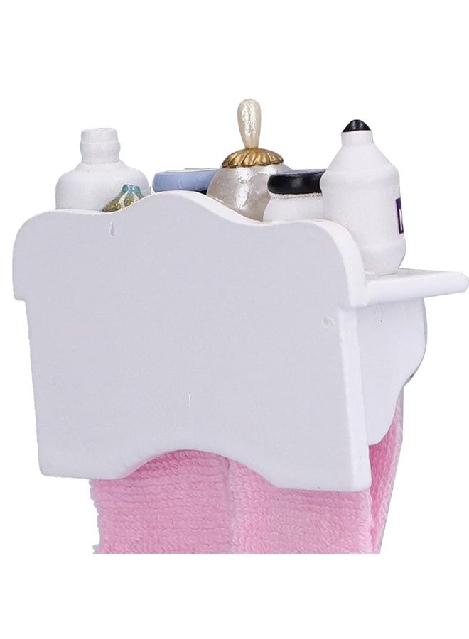 Dollhouse Wooden Towel Rack Bottles, 1:12 Simulation Miniature Furniture Model Toy for Dollhouse Bathroom Decoration Accessories