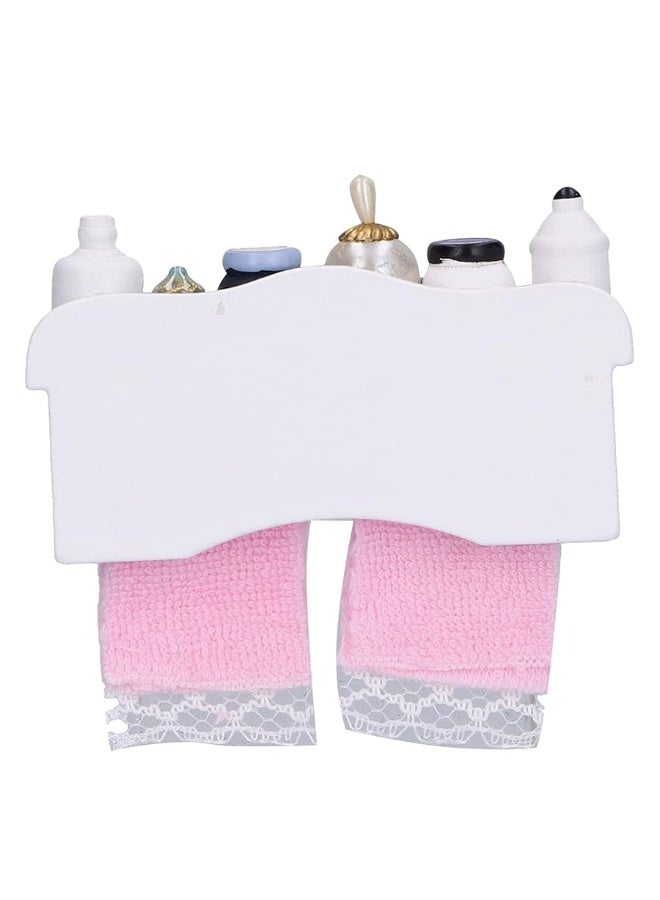 Dollhouse Wooden Towel Rack Bottles, 1:12 Simulation Miniature Furniture Model Toy for Dollhouse Bathroom Decoration Accessories