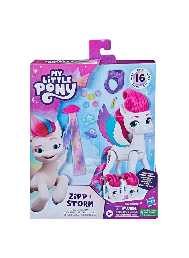 My Little Pony Toys Zipp Storm Style of The Day 5Inch Hair Styling Dolls with Fashions Toys for 5 Year Old Girls and Boys