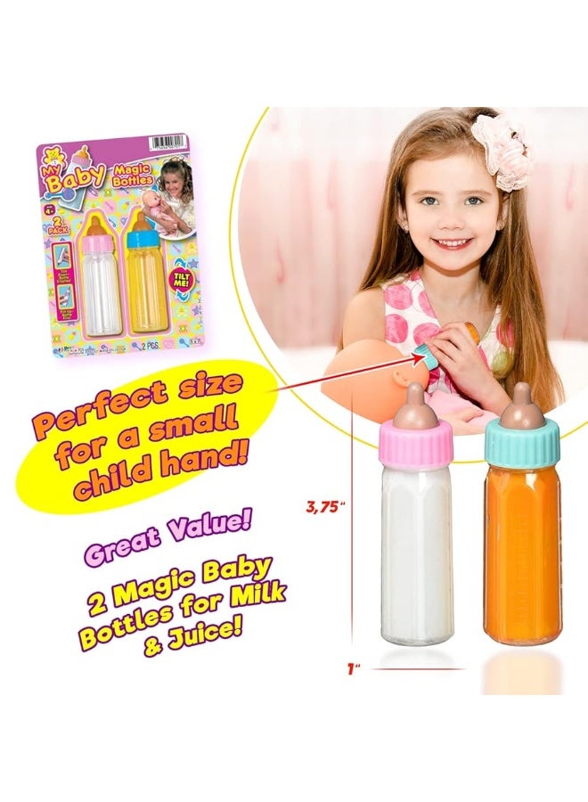 Ja-Ru Magic Baby Doll Bottles Milk Bottle and Juice Bottle, Great Baby Doll Accessories. Set with 2 Bottles. 701-1