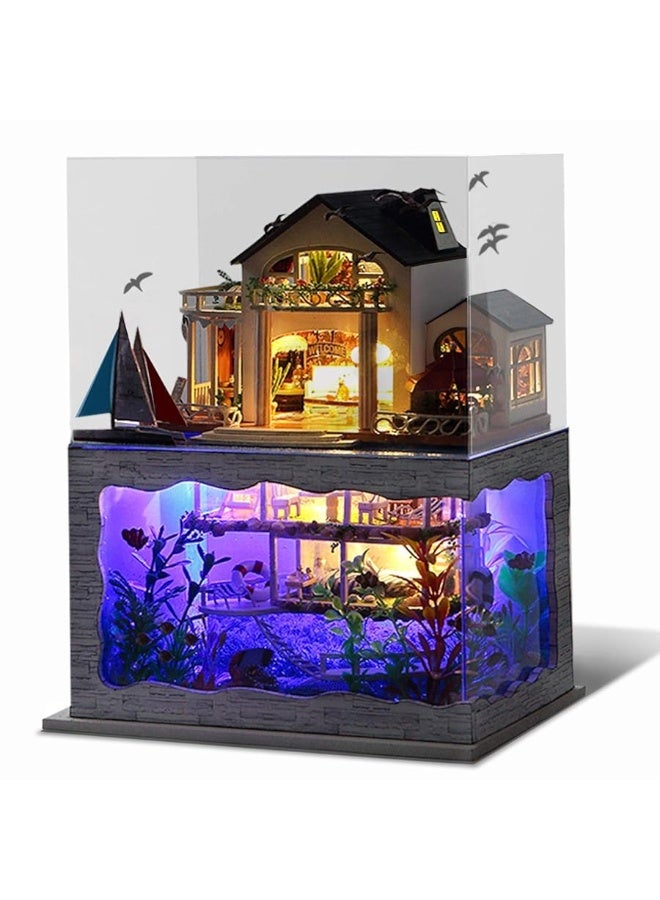 UniHobby DIY Miniature Dollhouse Kit,UniHobby DIY Dollhouse kit Tiny House Wooden Toy Gift with Furniture Dust Proof LED Lights for Adults