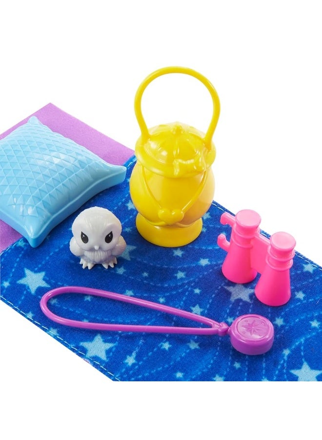 Barbie Doll  Accessories It Takes Two Camping Playset with Owl Sleeping Bag  Accessories Blonde Chelsea Small Doll