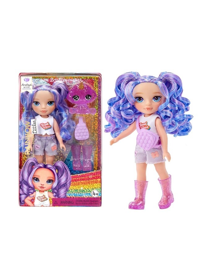 Rainbow High Littles  Amethyst Willow Purple 55 Posable Small Doll with Purse Magical Pet Dog Girls Toy Gift Kids Ages 412 Years