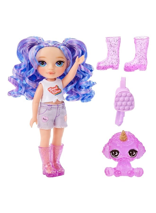 Rainbow High Littles  Amethyst Willow Purple 55 Posable Small Doll with Purse Magical Pet Dog Girls Toy Gift Kids Ages 412 Years