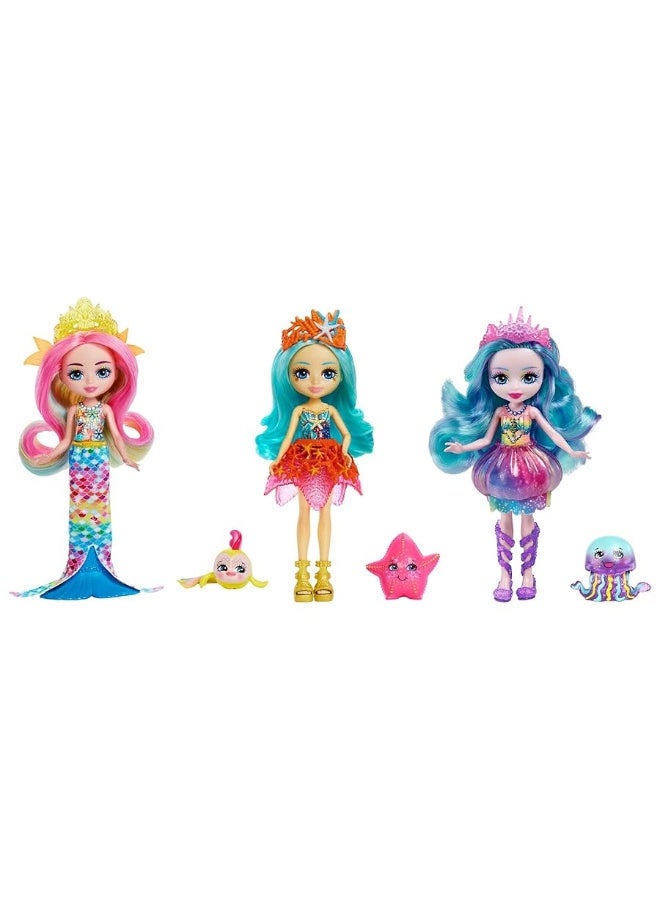 Enchantimals Radia Rainbow Fish Doll (6-in) & Flo Animal Friend Figure from Ocean Kingdom Collection, Small Doll with Removable Skirt and Accessories, Great Gift for 3 to 8 Year Old Kids