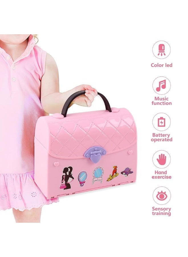 deAO Doll Houses Portable Backpack for Girls with Doll Toy House with Light and Music Baby Dollhouse Furniture for 3 to 8 Years Olds Toddler Kids