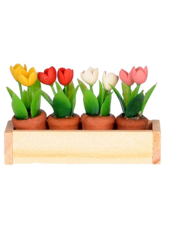 Dollhouse Miniature Window Box wFlower Pots by International Miniatures