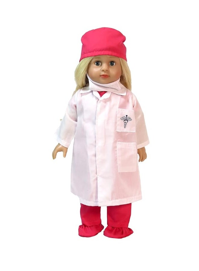 American Fashion World Pink Doll Doctor Outfit for 18-inch Dolls| 7 Piece Set | Premium Quality & Trendy Design | Dolls Clothes | Outfit Fashions for Dolls for Popular Brands