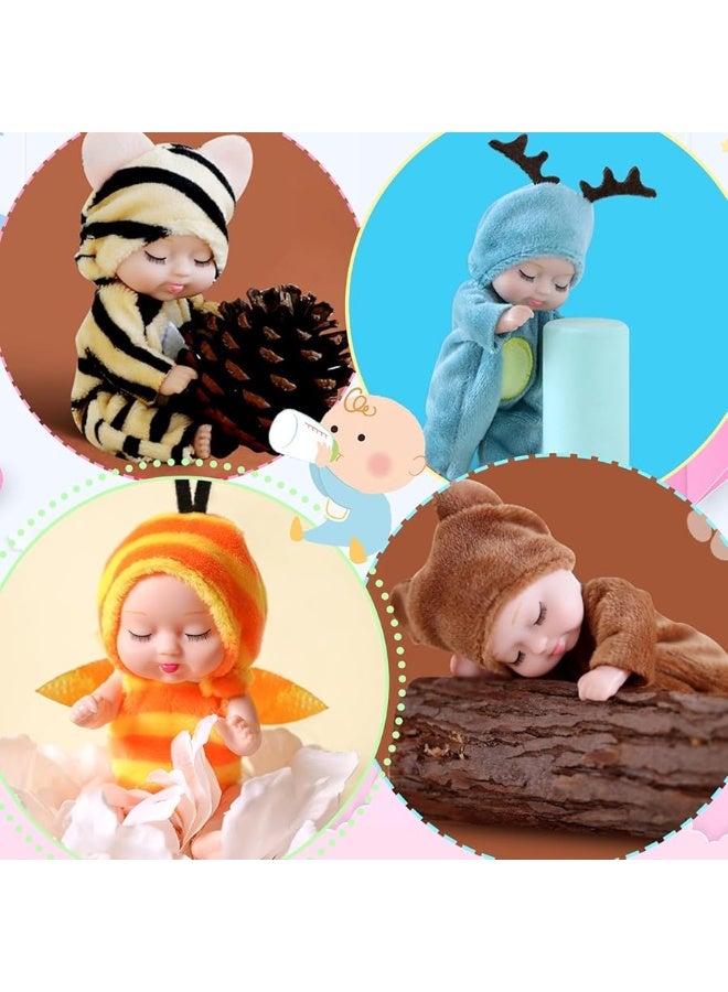 10 Pcs Mini Baby Dolls,4 inch Lifelike Realistic Baby Dolls with Animal Clothes,Cute Small Baby Doll for Girls Kids Easter Basket Valentine Birthday