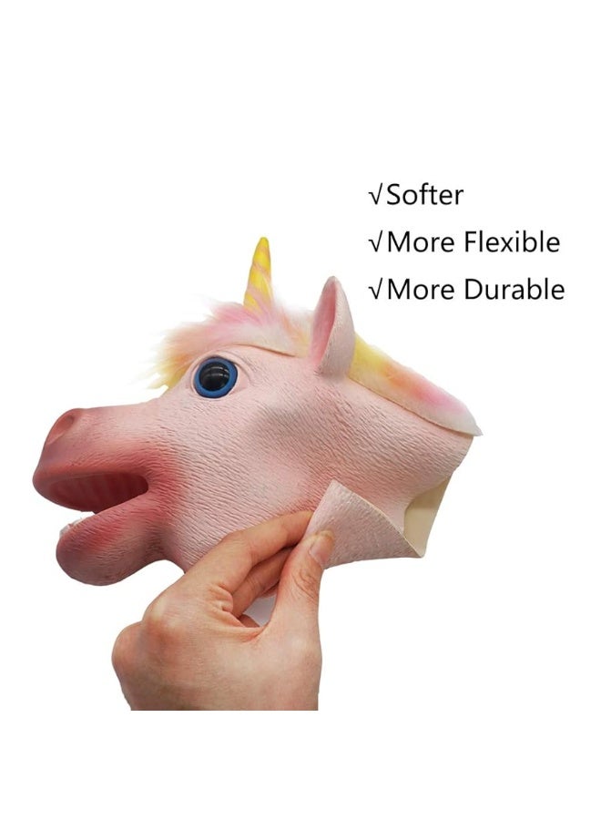 Yolococa Unicorn Hand Puppet Realistic Latex Soft Animal Toy Storytelling Role Play Party Supplies for Kids