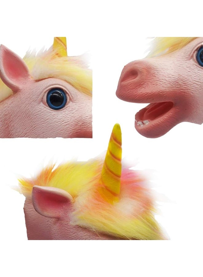 Yolococa Unicorn Hand Puppet Realistic Latex Soft Animal Toy Storytelling Role Play Party Supplies for Kids