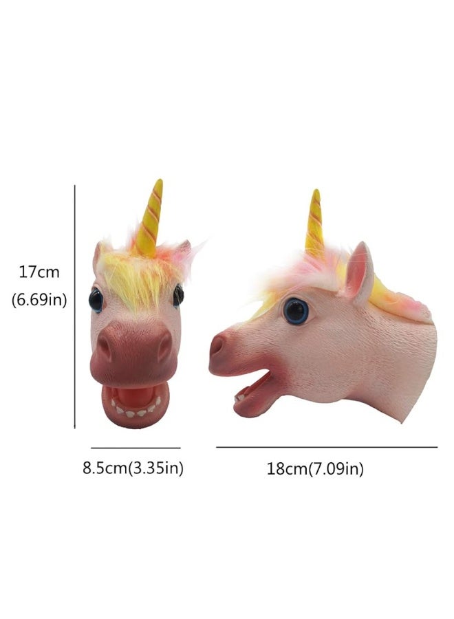 Yolococa Unicorn Hand Puppet Realistic Latex Soft Animal Toy Storytelling Role Play Party Supplies for Kids