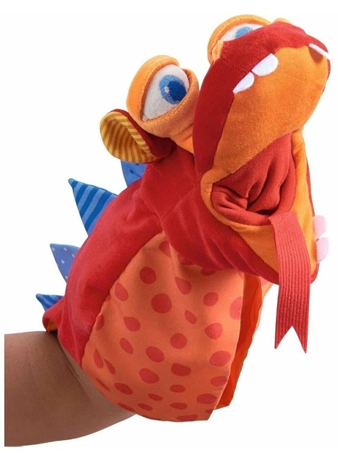 HABA Glove Puppet Eat it Up Dragon - Hand Puppet with Belly Bag to Eat Small Objects