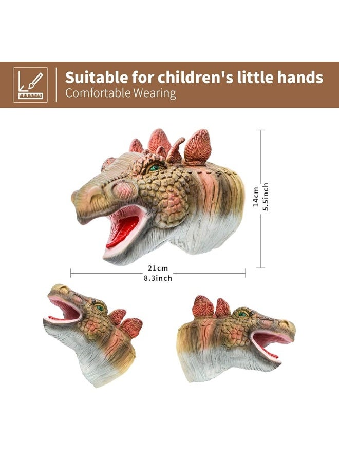 Yolococa Dinosaur Hand Puppets Realistic Latex Soft Animal Toys Set, Tyrannosaurus, Triceratops, Stegosaurus Hand Puppet Toys Gift for Kids, Party Imaginative Games, 3 Pack