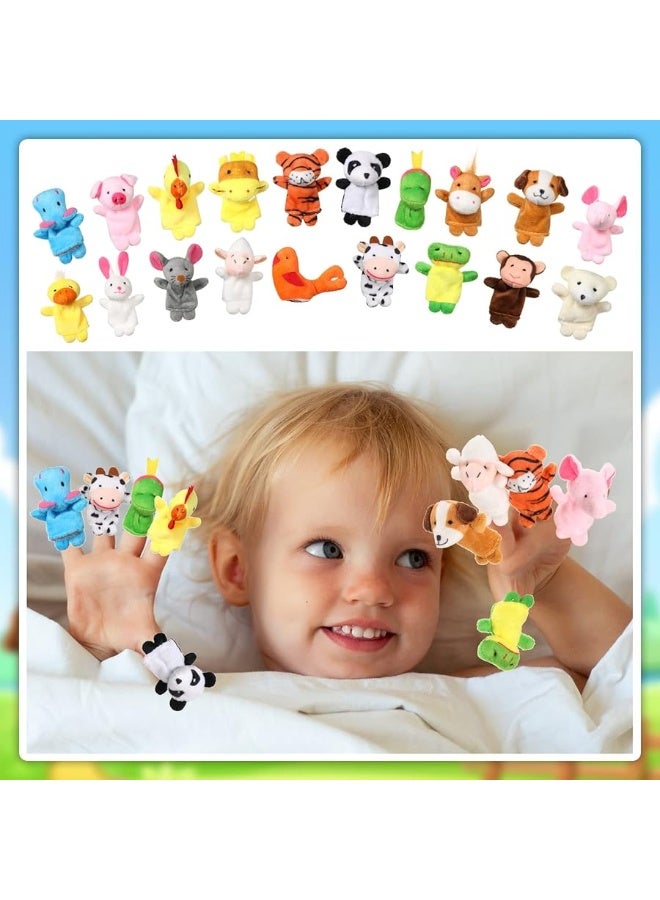 60 Pcs Finger Puppets Set, 19 Different Stuffed Animals Finger Puppets Bulk, Easter Gift Toys for Kids, Finger Plush Toys for Storytelling, Role Playing, Teaching, Easter Eggs and Fun