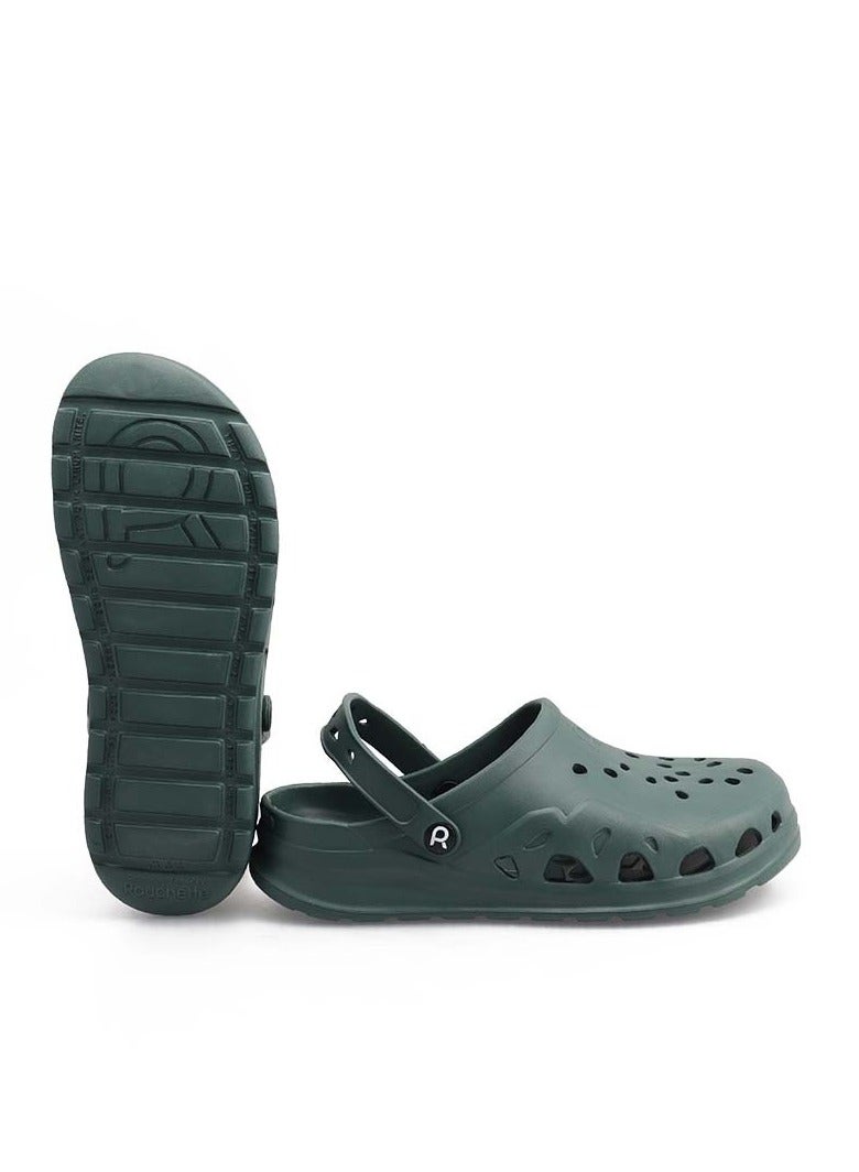 Kosmik Clog - Black & Green Slip-On Sandals for Youth & Adults | Lightweight, Comfortable, Water-Resistant Clogs for Everyday Wear