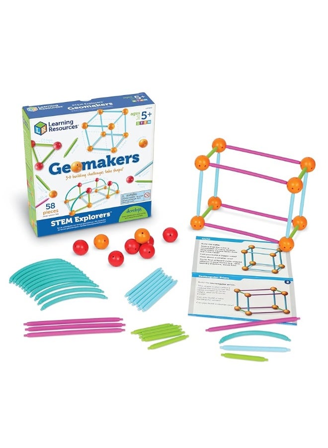 Learning Resources STEM Explorers Geomakers - 58 Pieces, Ages 5+ STEM Toys for Kids, Kindergartner Learning Toys, Shapes for Kids