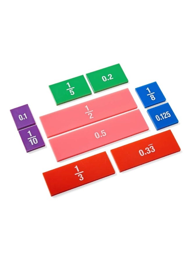 hand2mind Plastic Double-Sided Decimal and Fraction Tiles, Montessori Math Materials, Fraction Manipulatives, Unit Fraction, Fraction Bars Math Manipulatives, Homeschool Supplies (15 Sets of 51)