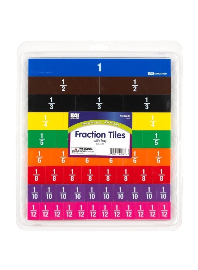 EAI Education Fraction Tiles with Tray: Numbered - Set of 51