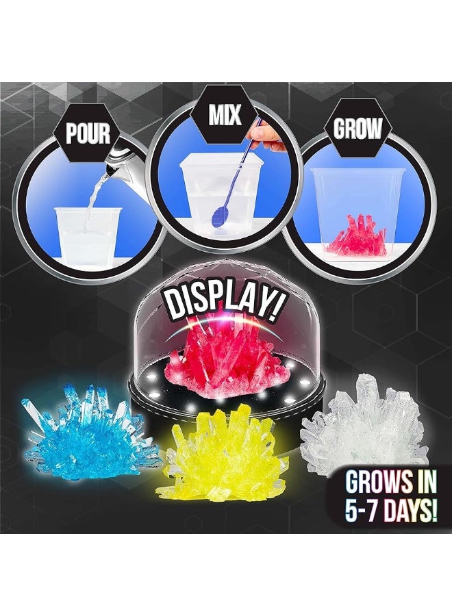 Light up Crystal Growing Kit by Be Amazing Toys - Grow 4 Large Crystals with Light up Display Dome - DIY Educational Science Toys - Cool STEM Gift for Boys & Girls 10+