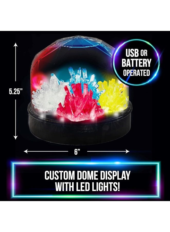 Light up Crystal Growing Kit by Be Amazing Toys - Grow 4 Large Crystals with Light up Display Dome - DIY Educational Science Toys - Cool STEM Gift for Boys & Girls 10+