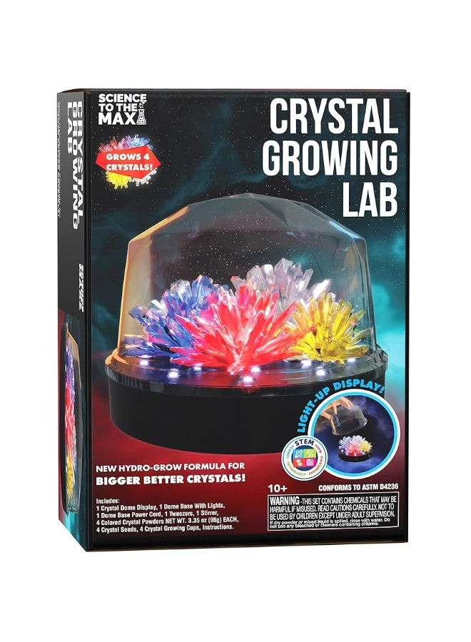 Light up Crystal Growing Kit by Be Amazing Toys - Grow 4 Large Crystals with Light up Display Dome - DIY Educational Science Toys - Cool STEM Gift for Boys & Girls 10+