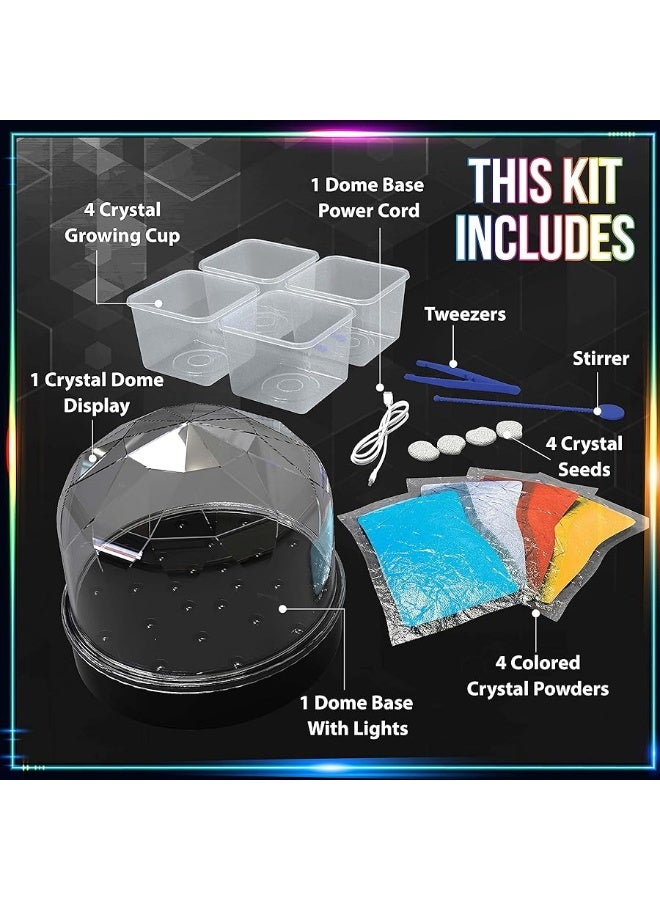 Light up Crystal Growing Kit by Be Amazing Toys - Grow 4 Large Crystals with Light up Display Dome - DIY Educational Science Toys - Cool STEM Gift for Boys & Girls 10+