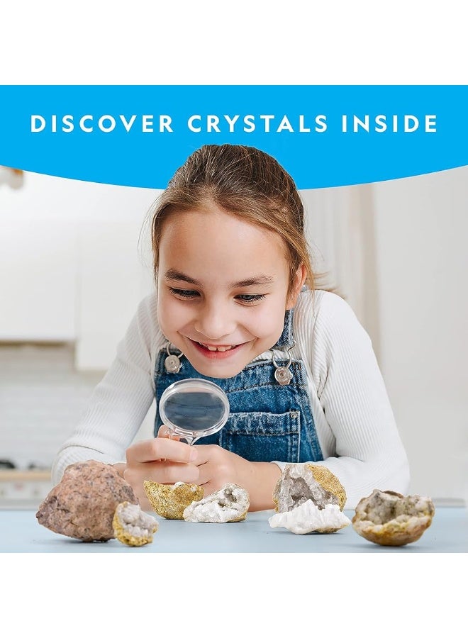 NATIONAL GEOGRAPHIC Break Open 10 Premium Geodes - Includes Goggles and Display Stands - Great STEM Science Kit, Geology Gift for Kids, Geodes Rocks Break Your Own, Toys for Boys and Girls
