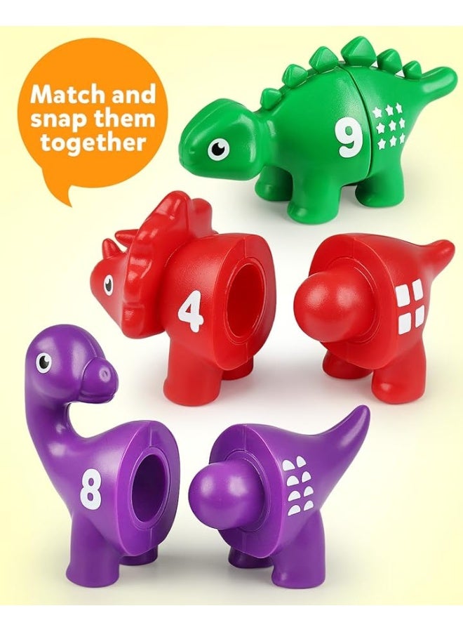 Coogam Numbers Matching Game 10PCS, 123 Counting Dinosaur Toys, Educational Preschool Montessori Fine Motor Skill Mathematics Learning Toys for 2 3 4 Years Old