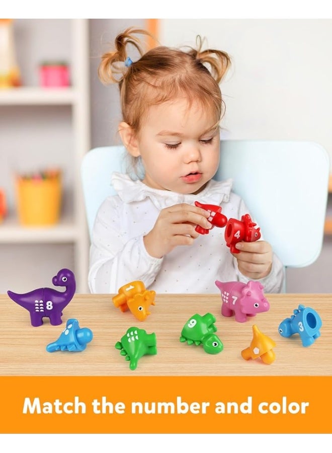 Coogam Numbers Matching Game 10PCS, 123 Counting Dinosaur Toys, Educational Preschool Montessori Fine Motor Skill Mathematics Learning Toys for 2 3 4 Years Old