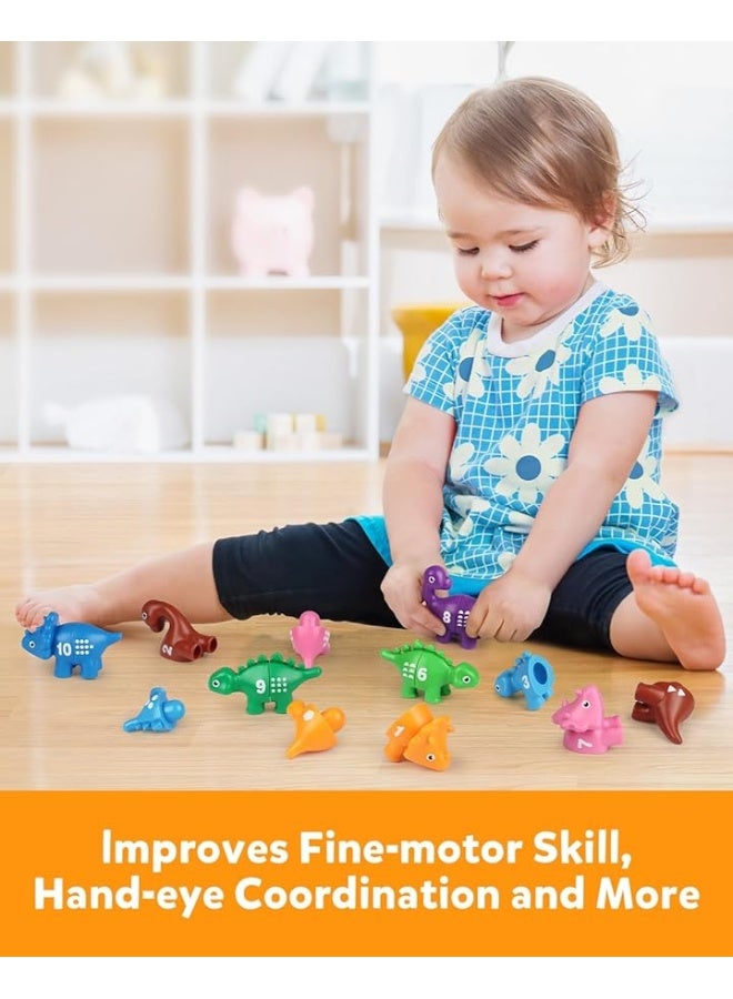 Coogam Numbers Matching Game 10PCS, 123 Counting Dinosaur Toys, Educational Preschool Montessori Fine Motor Skill Mathematics Learning Toys for 2 3 4 Years Old