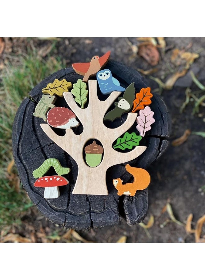 Tender Leaf Toys - Stacking Forest - Wooden Animal Balancing Game for Children and Toddlers - Manual Dexterity and Cognitive Development for Ages 18 Months+