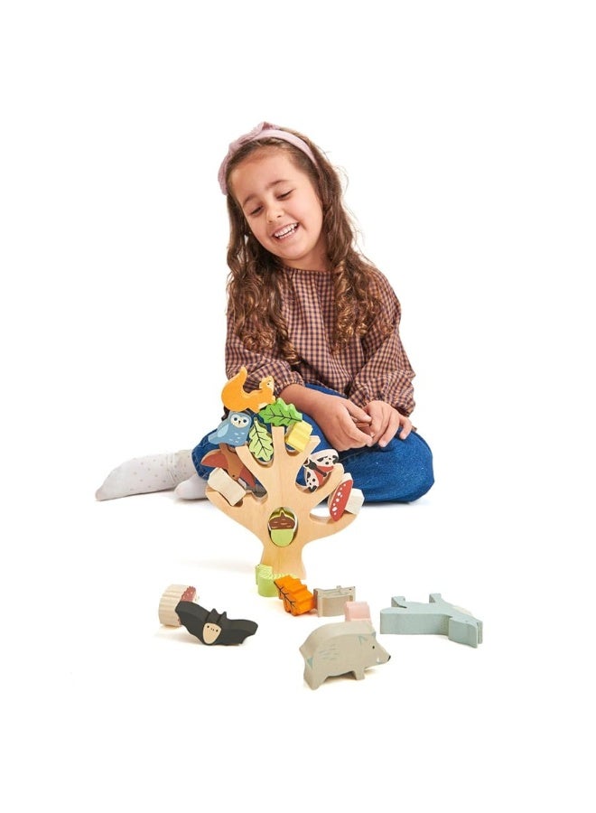 Tender Leaf Toys - Stacking Forest - Wooden Animal Balancing Game for Children and Toddlers - Manual Dexterity and Cognitive Development for Ages 18 Months+