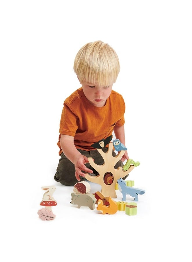 Tender Leaf Toys - Stacking Forest - Wooden Animal Balancing Game for Children and Toddlers - Manual Dexterity and Cognitive Development for Ages 18 Months+