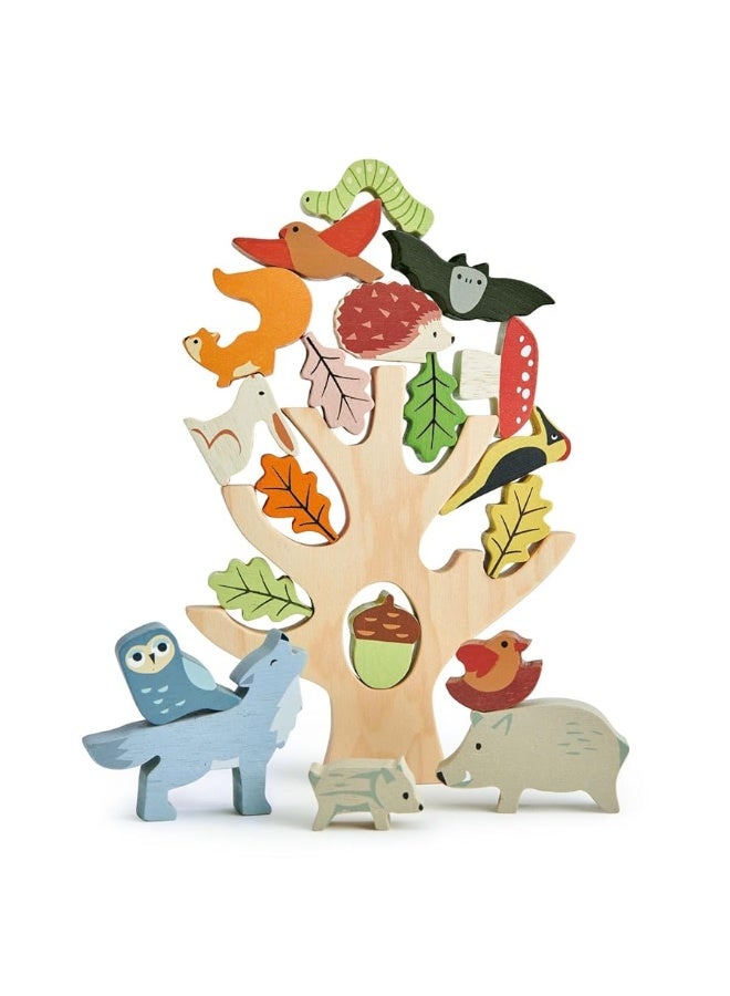 Tender Leaf Toys - Stacking Forest - Wooden Animal Balancing Game for Children and Toddlers - Manual Dexterity and Cognitive Development for Ages 18 Months+