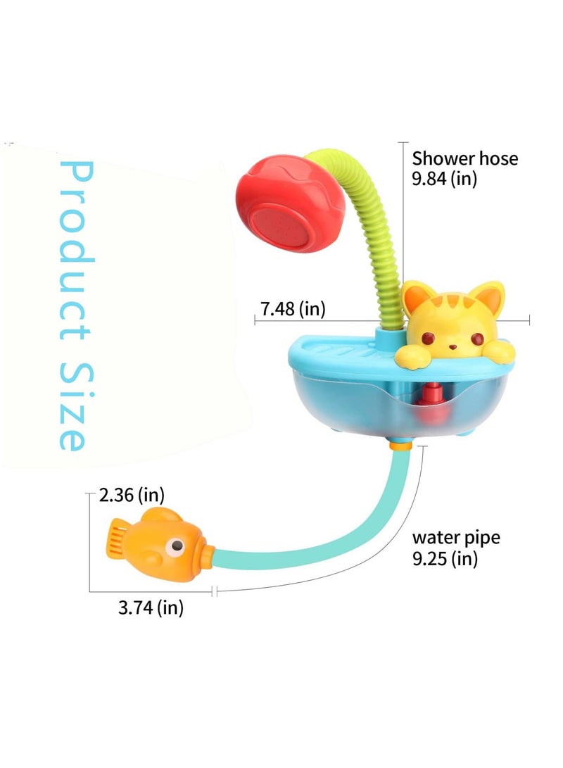 Baby Bath Toy with Shower Head, Cat Water Spray Squirt Shower Faucet and Automatic Bubble,Bathtub Water Pump Summer Essentials for Toddlers and Kids