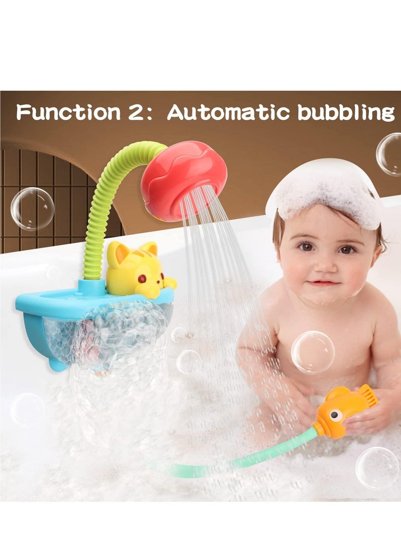 Baby Bath Toy with Shower Head, Cat Water Spray Squirt Shower Faucet and Automatic Bubble,Bathtub Water Pump Summer Essentials for Toddlers and Kids