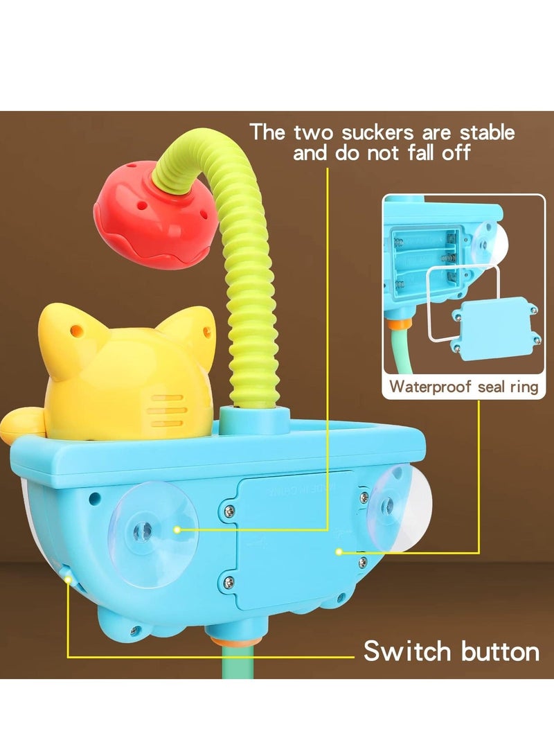 Baby Bath Toy with Shower Head, Cat Water Spray Squirt Shower Faucet and Automatic Bubble,Bathtub Water Pump Summer Essentials for Toddlers and Kids