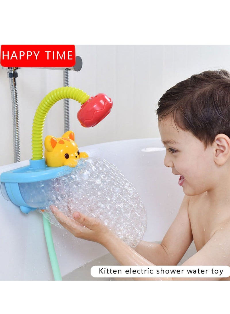 Baby Bath Toy with Shower Head, Cat Water Spray Squirt Shower Faucet and Automatic Bubble,Bathtub Water Pump Summer Essentials for Toddlers and Kids