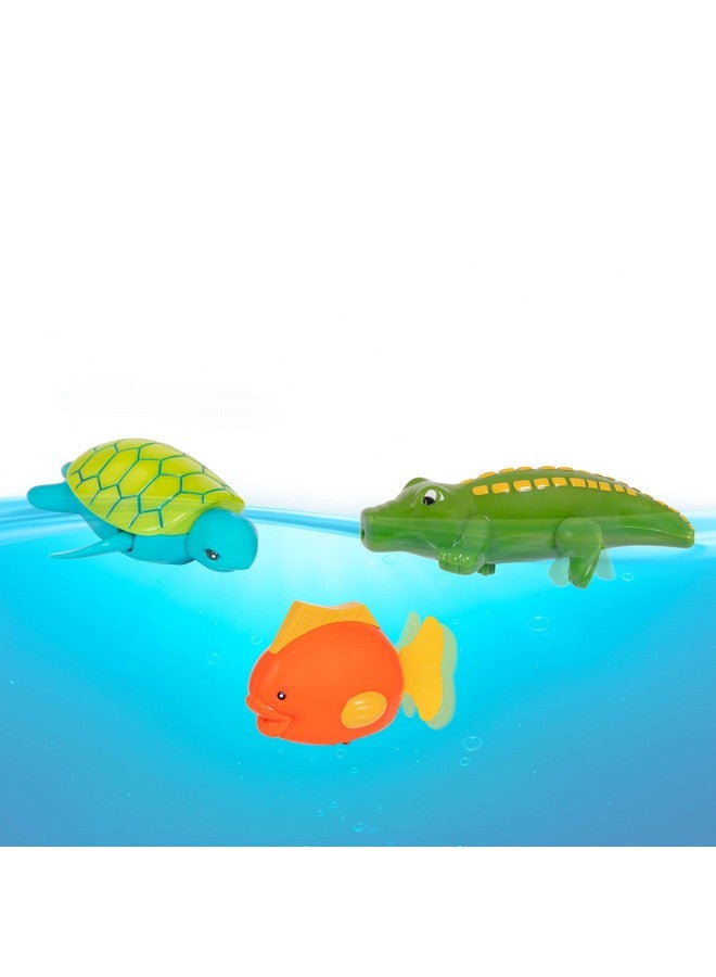 Windup Bath Toys 4 Pcs Animal Water Toys For The Tub Pool Floating Swimming Turtle Fish Croc Whale For Toddlers 2 Years + Brown/A (Bt2642Z)