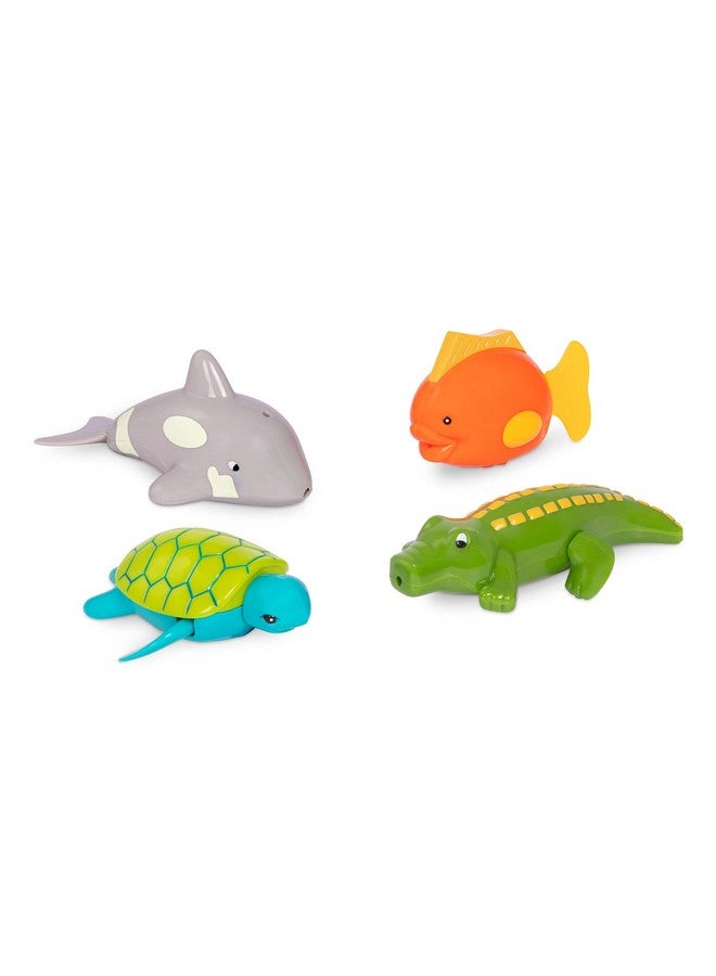 Windup Bath Toys 4 Pcs Animal Water Toys For The Tub Pool Floating Swimming Turtle Fish Croc Whale For Toddlers 2 Years + Brown/A (Bt2642Z)