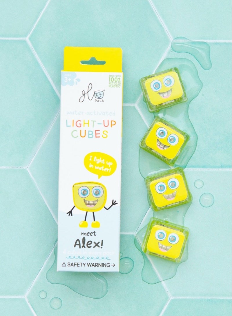 Bath Toys Water-Activated Light-Up Cubes - Sensory Toys for Girls & Boys  (Pack of 4) Yellow