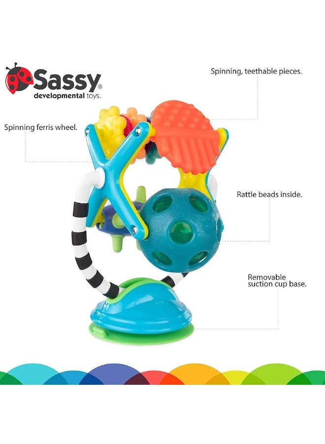Sassy Teethe & Twirl Sensation Station 2-in-1 Suction Cup High Chair Toy | Developmental Tray Toy for Early Learning | for Ages 6 Months and Up