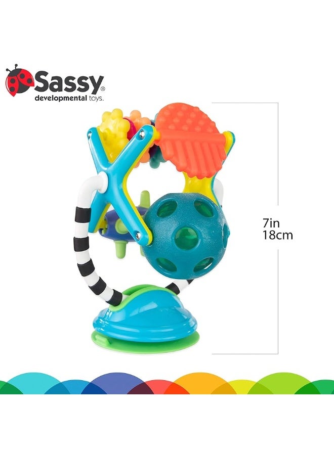 Sassy Teethe & Twirl Sensation Station 2-in-1 Suction Cup High Chair Toy | Developmental Tray Toy for Early Learning | for Ages 6 Months and Up