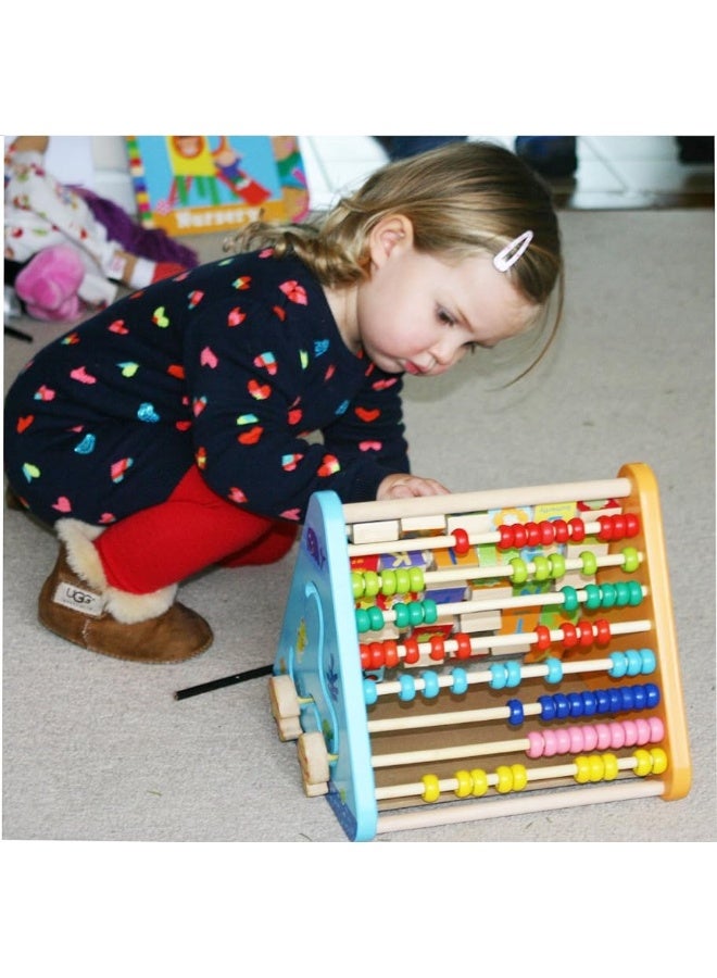 TOWO Activity Centre Triangle Toys - flip Flop Alphabet Blocks Abacus Clock - Activity Cube for Toddlers 5 in 1- Toys for Babies Montessori Learning-Wooden Toys for 1 Year Old