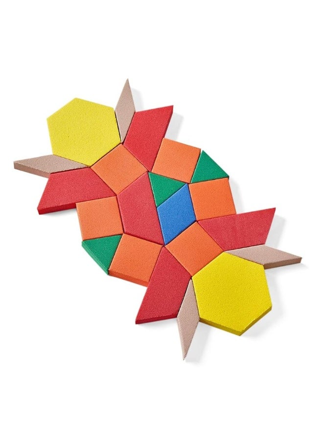 hand2mind Foam Pattern Blocks, Foam Shapes, Geometric Shapes for Kids, Pattern Play, Toddler Pattern Blocks, Shapes for Kindergarten, 3D Shapes Manipulatives, Sorting Math (Set of 100)