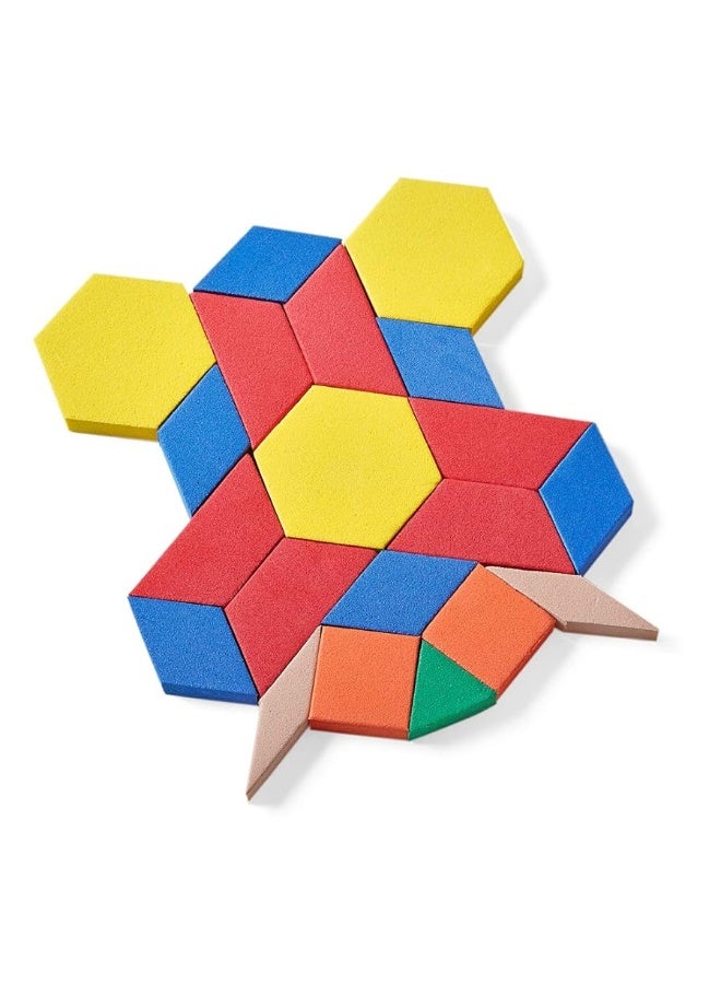 hand2mind Foam Pattern Blocks, Foam Shapes, Geometric Shapes for Kids, Pattern Play, Toddler Pattern Blocks, Shapes for Kindergarten, 3D Shapes Manipulatives, Sorting Math (Set of 100)