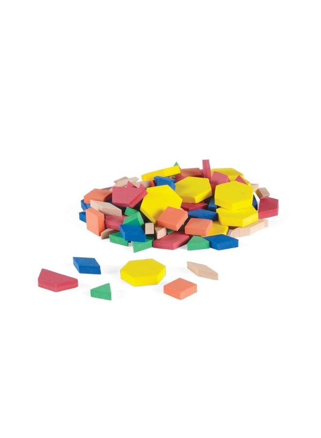 hand2mind Foam Pattern Blocks, Foam Shapes, Geometric Shapes for Kids, Pattern Play, Toddler Pattern Blocks, Shapes for Kindergarten, 3D Shapes Manipulatives, Sorting Math (Set of 100)