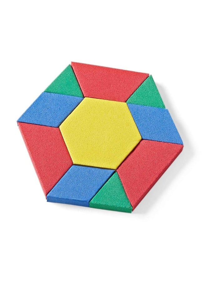 hand2mind Foam Pattern Blocks, Foam Shapes, Geometric Shapes for Kids, Pattern Play, Toddler Pattern Blocks, Shapes for Kindergarten, 3D Shapes Manipulatives, Sorting Math (Set of 100)
