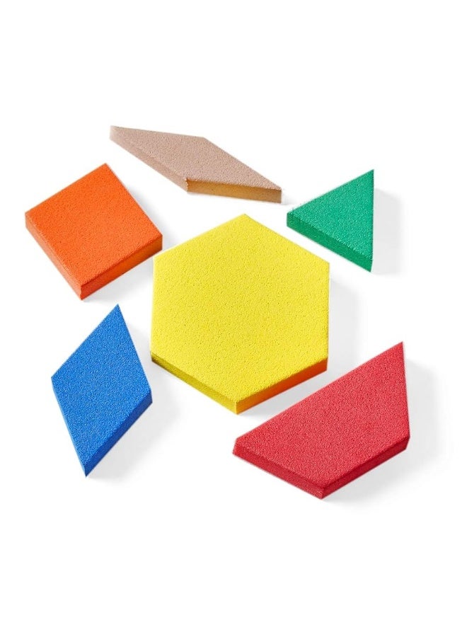 hand2mind Foam Pattern Blocks, Foam Shapes, Geometric Shapes for Kids, Pattern Play, Toddler Pattern Blocks, Shapes for Kindergarten, 3D Shapes Manipulatives, Sorting Math (Set of 100)